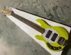 5 Strings Glossy Yellow Electric Bass Guitar with HH Pickups Dots Inlays Can be customized