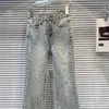 Jeans femminile 2024 estate di strass pesante di strass pantaloni di denim magro per le donne pantaloni bagliori