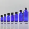 Lagerflaschen 10 ml leer mit Stoppers Blue Glass Packaging Schwarze Schraubkappe