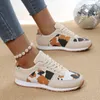 Casual Shoes Sports For Women Thick Sole Leopard Pattern Lace Up Sneaker Large Size Low Top Running Zapatillas