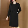 Casual Dresses 2024 Fashion Hooded Mini Dress Autumn Versatile Knee Length Korean Loose Fit Party Vestidos