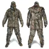 Sets Winter Outdoor Bionic Camouflage Clothes Hunting Clothing Winter Fleece Fishing Hunting Suits Ghillie Suit Snow Camouflage Coat