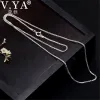 Ожерелья v.ya 1,2 мм серебряный тонкий цепный колье для женщин Реал 925 серебряных серебряных ожерелий самки 40 см 45 см 50 см