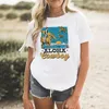 Aloha Cowboy Women Vintage Western Funny T-Shirts Summer Fashion Loose Beach Vacation T Shirt Cute Rodeo Graphic Tees Boho Tops 240409