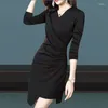 Casual Dresses Fashionable And Slimming Black Dress For Women: Latest 2024 Design With Splice Zipper Asymmetrical Cuts Waist Cinching