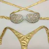 Womens Swimwear 2022 Vacation Sexy Women Bikini Set Diamond Bling Stones Bathing Suit Rhinestone Beachwear Biquini