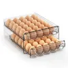 Bins Egg Holder for Refrigerator Drawer Organizer with Time Scale, Clear Egg Fresh Storage Box for Friage, Large Capacity Egg Tray