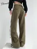 Women's Pants Yitimuceng Cargo Women 2024 Summer Fashion Thin More Than One Pocket Loose Chic Casual High Waist Wide Leg