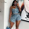 Women's Tracksuits Soefdioo Street Set Button Bustier And Pockets Irregular Shorts Suits 2024 Fashion Safari Style Two Piece Sets Outfits