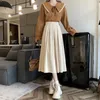 Jupes 2024 Printemps d'été Femmes Elegant Midi Vintage Y2k High Taise élastique longue jupe plissée A-Line For Girl Clothing