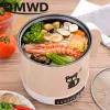 Multicookers 110V/220V Multifunktionell elektrisk matlagningspanna Skärm Stekröst stål Ris Nudlar Soppkokare Egg Food Steamer Pan Hotpot 1.8L