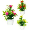 Fleurs décoratives yomdid Simulation artificielle en pot faux Lotus Yellow Red Orange Rose Purple Plantes Fleu