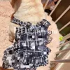 Dog Classic Letter Dress Pet Cat Dog Designer Foldad spetsklänning Summer Breattable Suspender kjol för Teddy Corgi French Bulldog