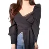 Women's Blouses Women Long Sleeve Tops V Neck Sexy Cut Shirt Top Polyester Fabric For Work And Casual Outings