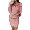 Casual Dresses Female 2024 Kort nattklubb Kvinnaklänning Evening Clothing Sequin Prom Mini Rhinestone Party Outfits Luxury Fashion X G