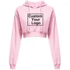 Sweats à capuche pour femmes Logo personnalisé à la mode à la mode à manches longues à capuche à capuche à capuche avec pull à nombril exposé