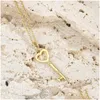 Pendant Necklaces Heart Shaped Key S925 Sterling Sier Elegant Charm High Quality Jewelry Gifts For Women G230202 Drop Delivery Pendant Otxid