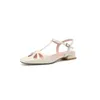 Scarpe casual krazing pentola in pelle di pelle quadrata di punta a basso tacchi bassi cinturini slingback gladiator ins rome ventilate sandali dolci