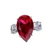 Cluster Rings SpringLady 925 Sterling Silver 11 18mm Large Pear Cut High Carbon Diamond Created Ruby With Red Stone Women Fine Jewelry