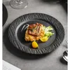 Plattor snygga -texturerade rätter Cirkulär frostad keramik middag nordisk stil lyx servering uppsättningar mjukfelt bordsartiklar