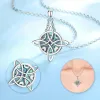 Halsband Eudora 925 Sterling Silver Witches Knot Halsband Moon Celtic Knot Abalone Shell Pendant Witch Jewelry Personlighet Gåva för kvinnor