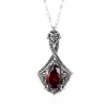 Necklaces Vintage Women Garnet Pendant Real 925 Sterling Silver Necklace Pendant Lady Wedding Party Love Fine Jewelry Handmade Design Gift