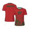 Design esclusivo Marocco Flag Grain 3D Stampato per uomini per correre in bicicletta da calcio in bici da tennis sport sport magliette a maglietta corta 240416