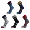 Men's Socks Casual Soft Middle Tube For Men Five Toe Striped Finger Crew Male Hosiery