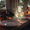 Lâmpadas de mesa steampunk vintage robô de microfone, ângulo de lâmpada artesanal Presentes de cabeceira ajustável para a música de arte amantes de arte decoração