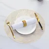 Table Mats Heat-resistant Placemat Elegant Floral Round Heat Resistant Set For Home Dining Wedding Protection Gold Pattern