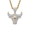 Collane a ciondolo Hip Hop Out Zircon Animal Bull Head Collana per uomini Punk Rock Punk Rock Gioielli GiftPendant Necklacespenda251A