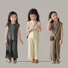 Ensembles de vêtements 2024 Silk de glace coréenne set pour bébé vêtements de vêtements d'été gilet haut haut pant