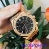 AP Polshorwatch Chronograph Mens Royal Oak Series 26240or Rose Gold Black Belt Mens Fashion Leisure Business Sports Back Transparant Mechanical Watch