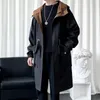 Trench maschili da maschi in cotone con cesto di cotone con filo fitto abiti a largo abiti oversize oversize con cappuccio inverno con cappuccio giacche a contrasto con cappuccio