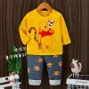 T-shirts babyjongens kleren pak baby volledig geprinte t-shirts 2pcs peuter meisjes lange mouw kinderen pyjama's set thuiskleding