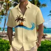 Camisas casuales para hombres 2024 Hawaiian Surfing Impresión Camisa de manga corta Botón Top con ropa de vacaciones