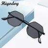 Higodoy Polygon Sunglasses Men Vintage Octagon Metal for Women Luxury Brand Goggle Sun Glasses Ladies Gafas De Sol 240417