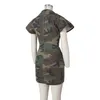 Women Suitsuits Short Bass Button Camouflage BodyCon Rompers Nightclub Party Mini Denim Abito con tasche