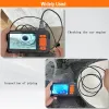 Cameras Endoscope Camera 4.3 Inch Screen Replaceable 1100 Meter Rigid Cable HD1080P 8MM Lens Pipe Inspection USB Borescope LED 2600mAh