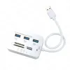 Hubs 3 Poorten Mini USB Hub Memory Card Reader USB 3.0 Hub Aluminium met MS SD M2 TF Multiin1 Card Reader voor computerwit