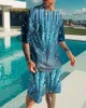 Summer Mens Suit 3D Printig Patterns Legetric Patterns Shirt Shirt Shirt Shirt Fashion Mathion Two Set Streetwear 240415