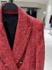 Damespakken 2024 Winkeljack Autumn in Outerwear Elegant Red Tweed Blazer jas dubbele borsten officieel