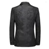 Herrar Slim Montering Evening Dress Suit Jacka Casual Solid Color Mönstrad Boll Host Fashion Single Breasted