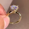 Solitaire Ring 3ct Diamond Woman Silver 925 Gold Gold Moissanite Consigning Wedding 2Ct Moissanite مع شهادة Y2302303O