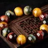 Strand 8/10/12/14/16mm Natural Multicolor Tiger Eye Stone Bracelet Jewelry Mixed Color Round Beads Men's Bracelets Boyfriends Gifts