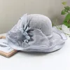 أنيقة Big Brim Fedora Sun Hats Women Orgricza Flower Lace Wide Hat Lady Wedding Party Cust 240401