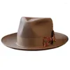 Bérets Fashion Fedoras Hat pour femmes homme avec ceinture bowknot panamas magiciens en laine Top Roleplay Costume Up Up