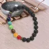 Bracelets de charme 7 Chakra Bracelet Bracelet Black Lava Perles Reiki Bouddha Prayer Stone Men and Women's's