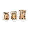 Vasos Metal Vaso dourado de vaso dourado hidropônico Flores de vidro hidropista Pote de vaso decorativo/porta