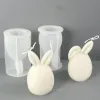 Ceramika 3D urocza królicza silikonowa świeca DIY wielkanocna ozdoba okrągła jajko królicza rzemieślnicze prezent Making Mydel Tynk